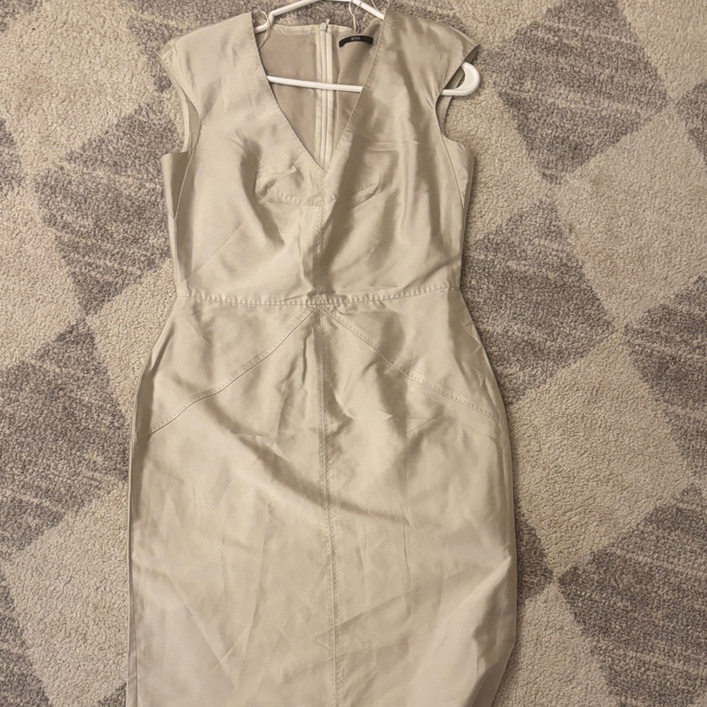 Boss Beige V-Neck Midi Dress